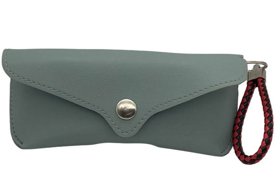 Light Blue PU PVC Leather Eyeglass Case With Straps