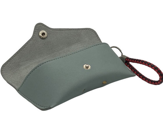 Light Blue PU PVC Leather Eyeglass Case With Straps