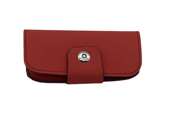 Red Soft Leather Eyeglass Case Custom Logo 158x82x40mm