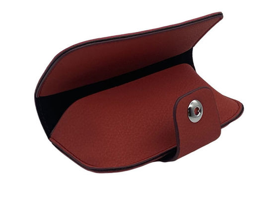 Red Soft Leather Eyeglass Case Custom Logo 158x82x40mm