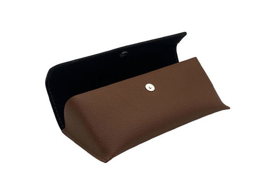 Brown Handmade Triangle Ladies Leather Glasses Case