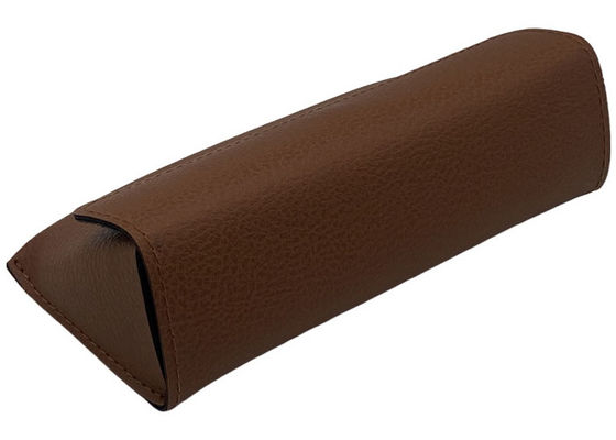 Brown Handmade Triangle Ladies Leather Glasses Case