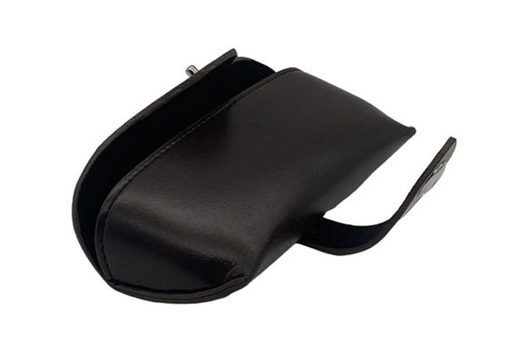 Nubuck Black Leather Glasses Case , Belt Buckle Leather Eyeglass Pouch