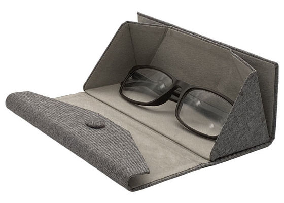 Grey Magnetic Closure Triangle Collapsible Sunglasses Case