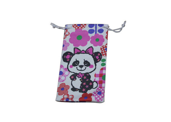 Woven Lable Microfiber Cloth Pouch Double Side Drawstring
