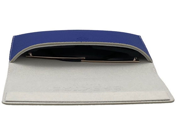 Blue Paint Edge Big Frame Handmade Leather Glasses Case With Magnetic Closure