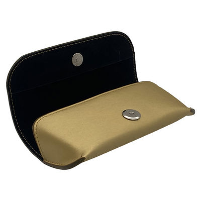 Embossing Custom Gold Pu 16.7cm Hard Leather Glasses Case