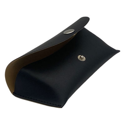 Black PU Handmade Portable 17.2CM Spectacle Case Leather Glasses Case
