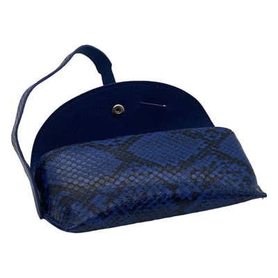 Blue Belt Closure 16.4cm Personalised Leather Glasses Case