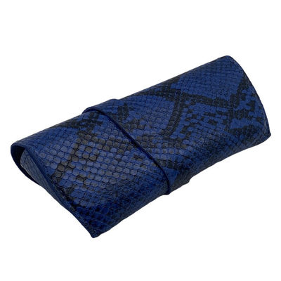 Blue Belt Closure 16.4cm Personalised Leather Glasses Case