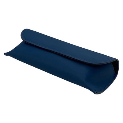 Blue Cute Nice Shaped 16.1CM Leather Glasses Case With Button