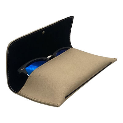 Custom Gold 18CM Leather Glasses Case With Embossed Logo