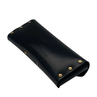 Black Customizable Leather Glasses Case Embossed Logo Easy Carrying