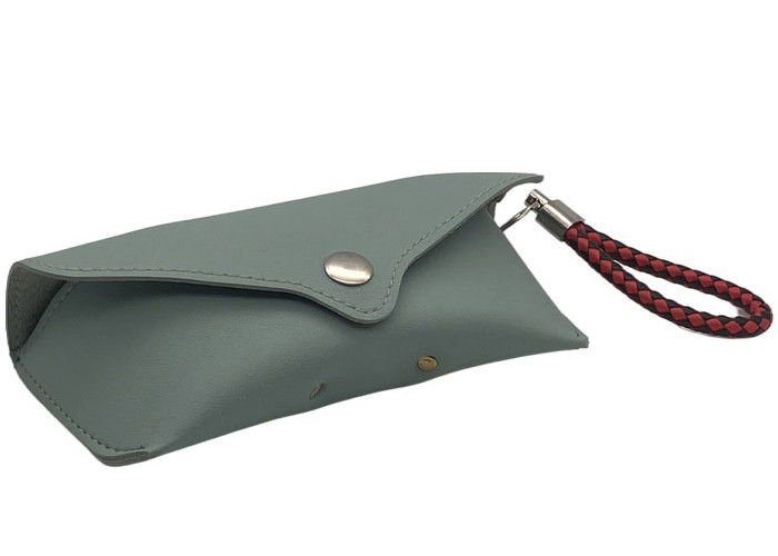 Light Blue PU PVC Leather Eyeglass Case With Straps