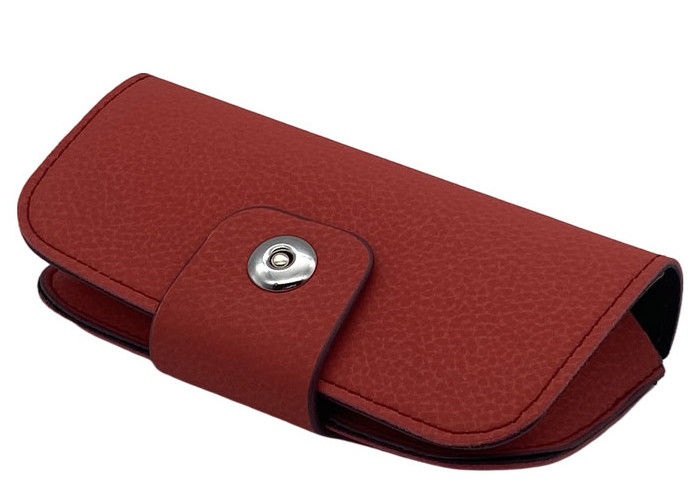 Red Soft Leather Eyeglass Case Custom Logo 158x82x40mm