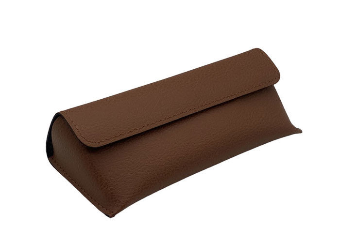 Brown Handmade Triangle Ladies Leather Glasses Case