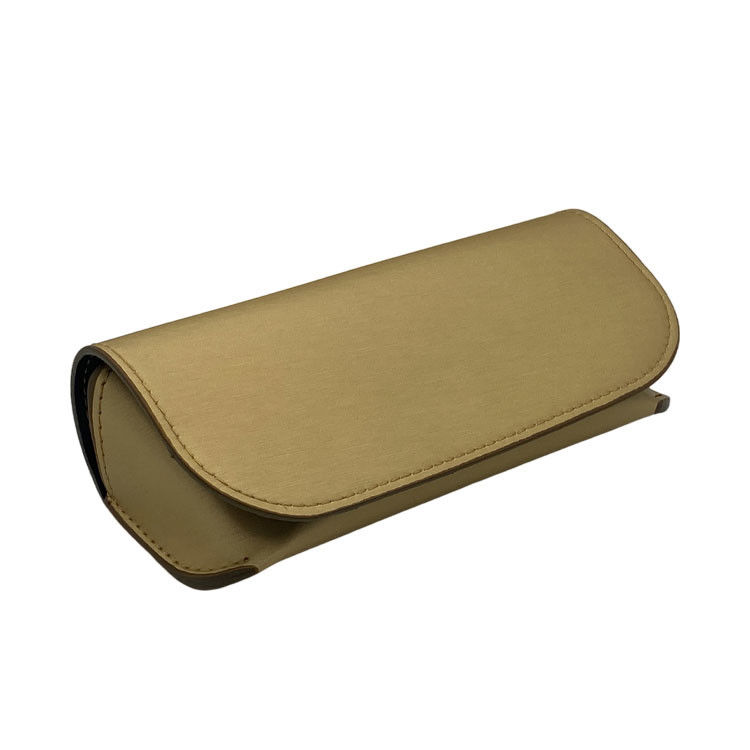 Embossing Custom Gold Pu 16.7cm Hard Leather Glasses Case